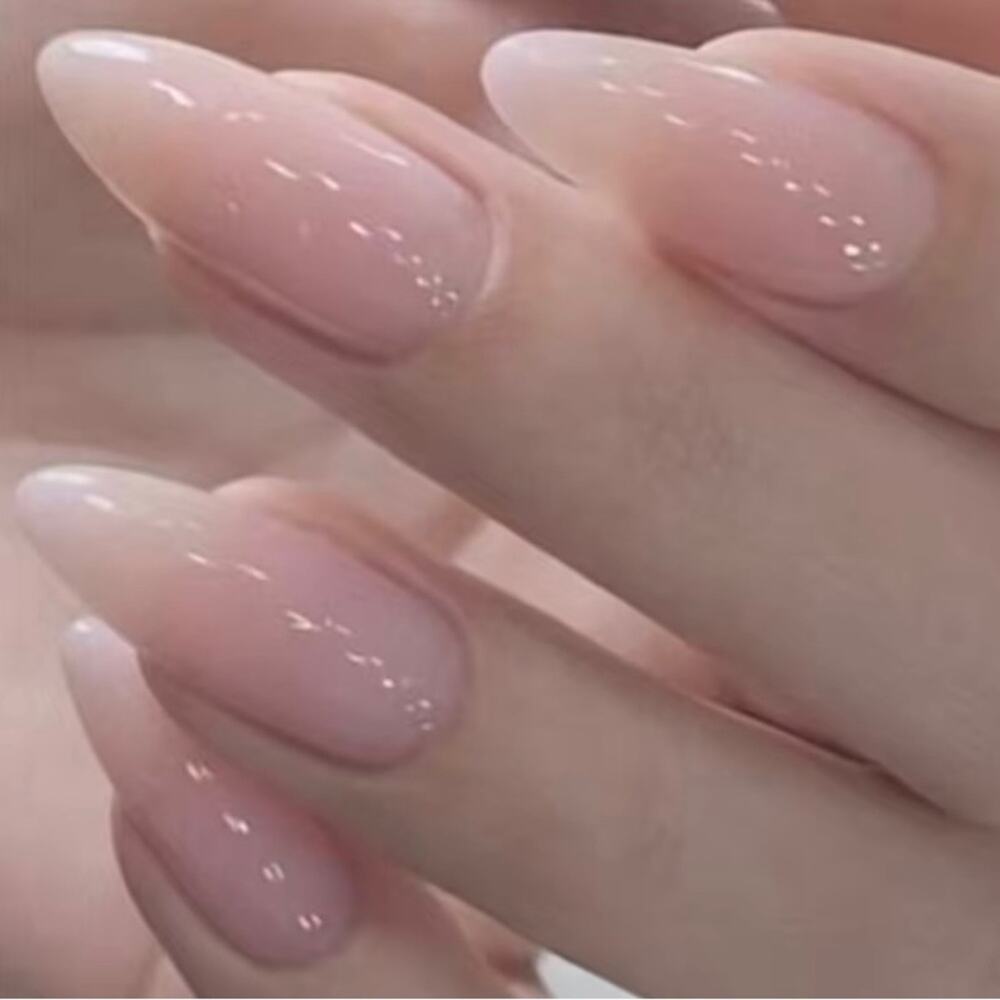 Almond Shape Press On Nails 25 pc Set Medium Length Oval Natural Look with Glue